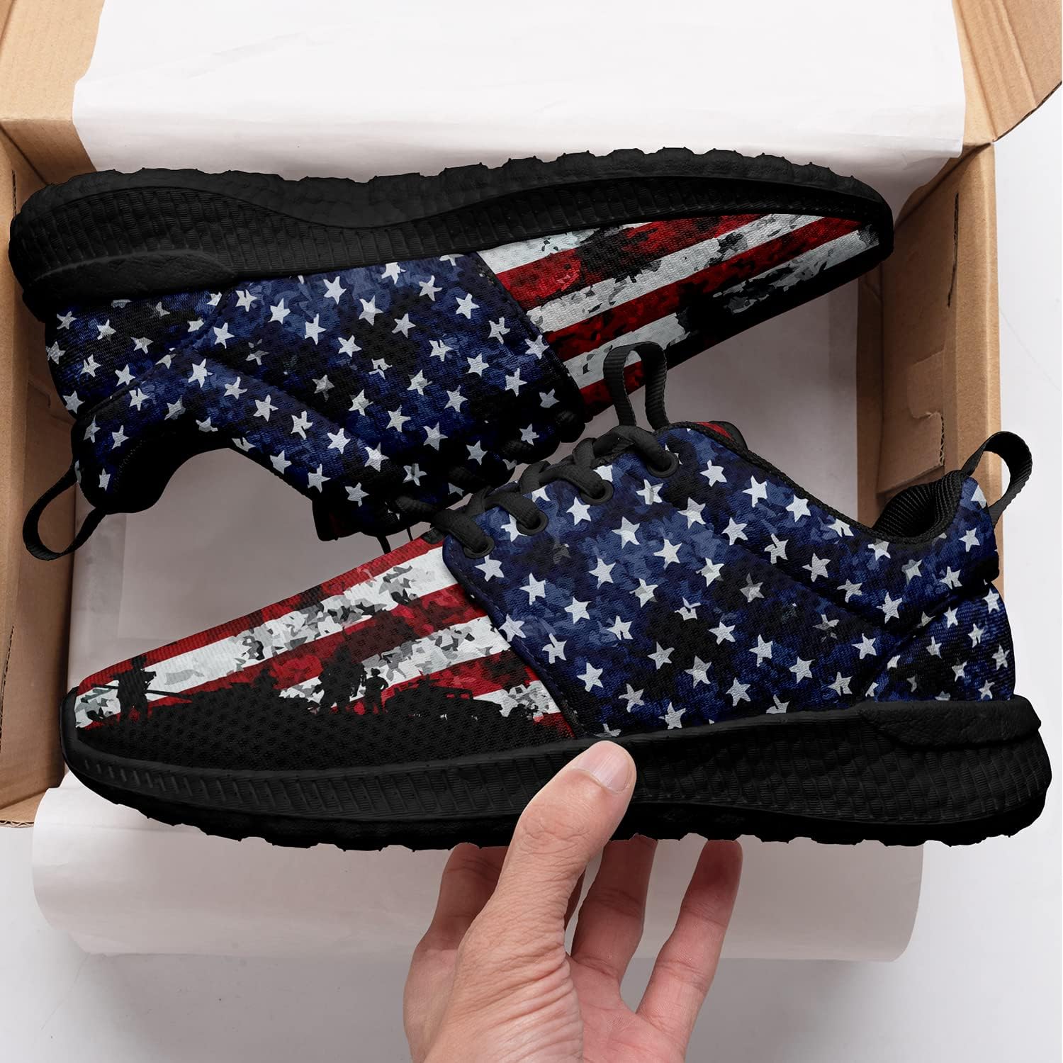 USA Flag Sneakers Women Men American Patriotic Athletic Fashion Sport Trainers Custom Comfort Gym Fitness Shoes