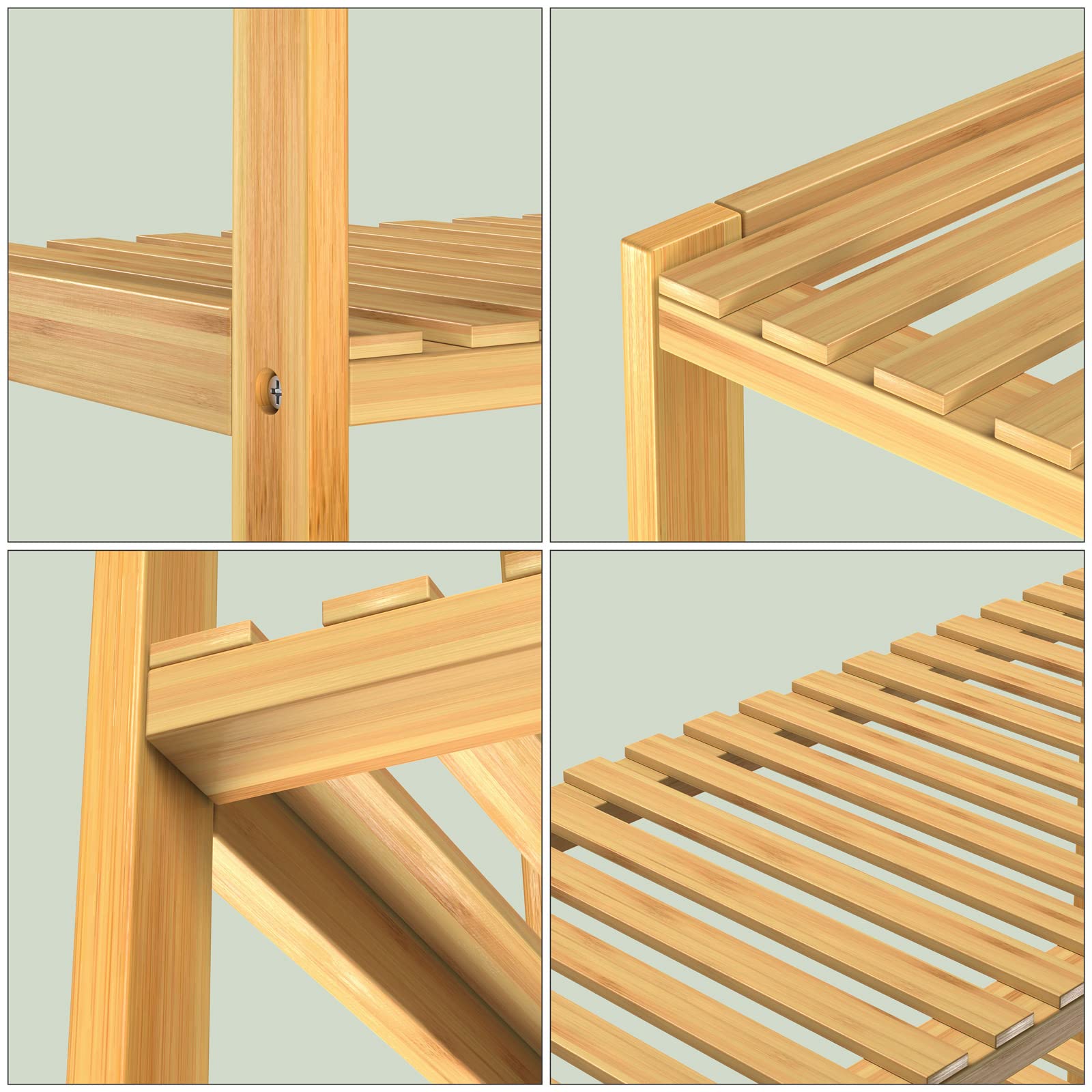 Casaria Étagère de Rangement en Bambou 66 x 58 x 26 cm 3 Niveaux réglables en Hauteur Charge Max. 30 kg