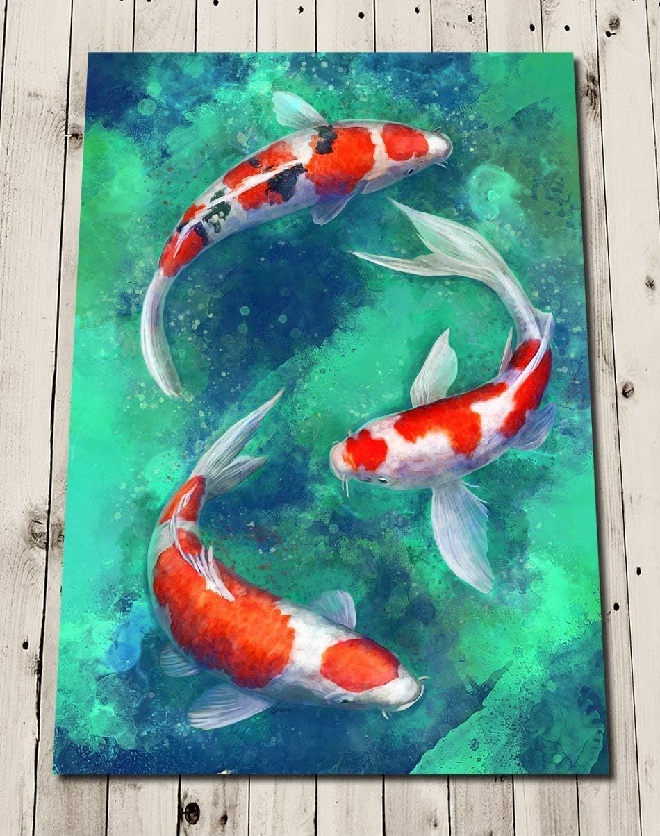 Japanese Koi Fish Print Painting - Koi Carp Print - Zen Wall Artwork - Direct From Artist (A3, Single Print)