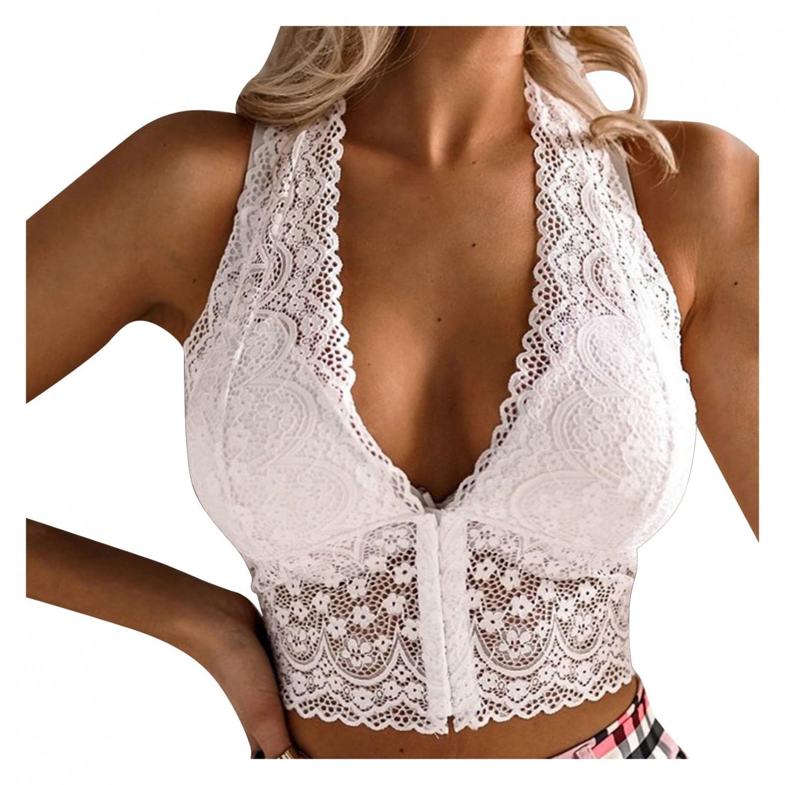 Soutien-Gorge Sans Armatures Push-Up Dentelle Femme - Confort Yoga Et Quotidien Col En V
