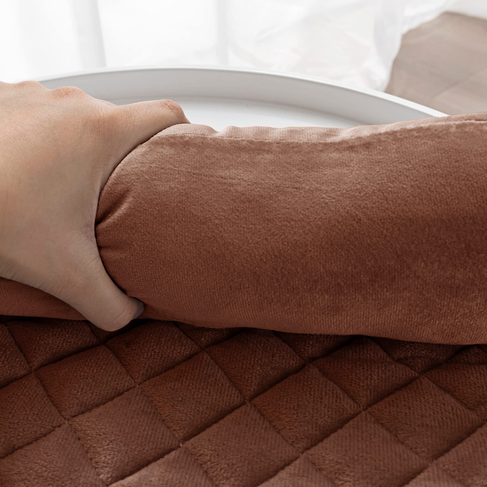 OKYUK Letto per cani di taglia grande, lavabile a mano, Cestino, Coperta, Divano, Copridivano, Super morbido antiscivolo（75 x 75cm,caffe）