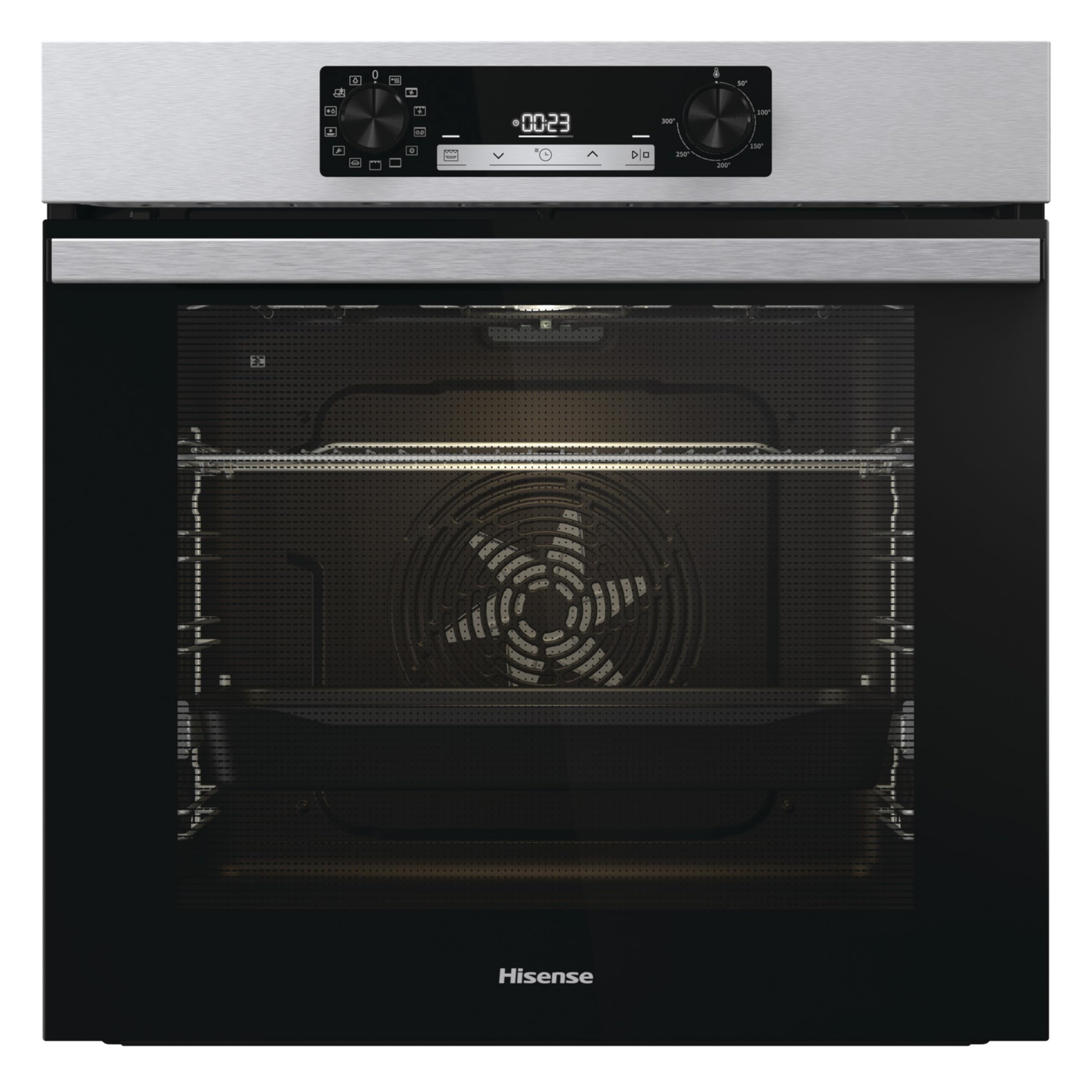Hisense BI64213E15PX-Horno Multifunción, Horno electrico empotrable, 77L, Auto-limpieza Pirolítica, Modo cocción vapor, Guía telescópica pirolizable, Modo cocción Air fry, Pizza, Calentamiento rápido