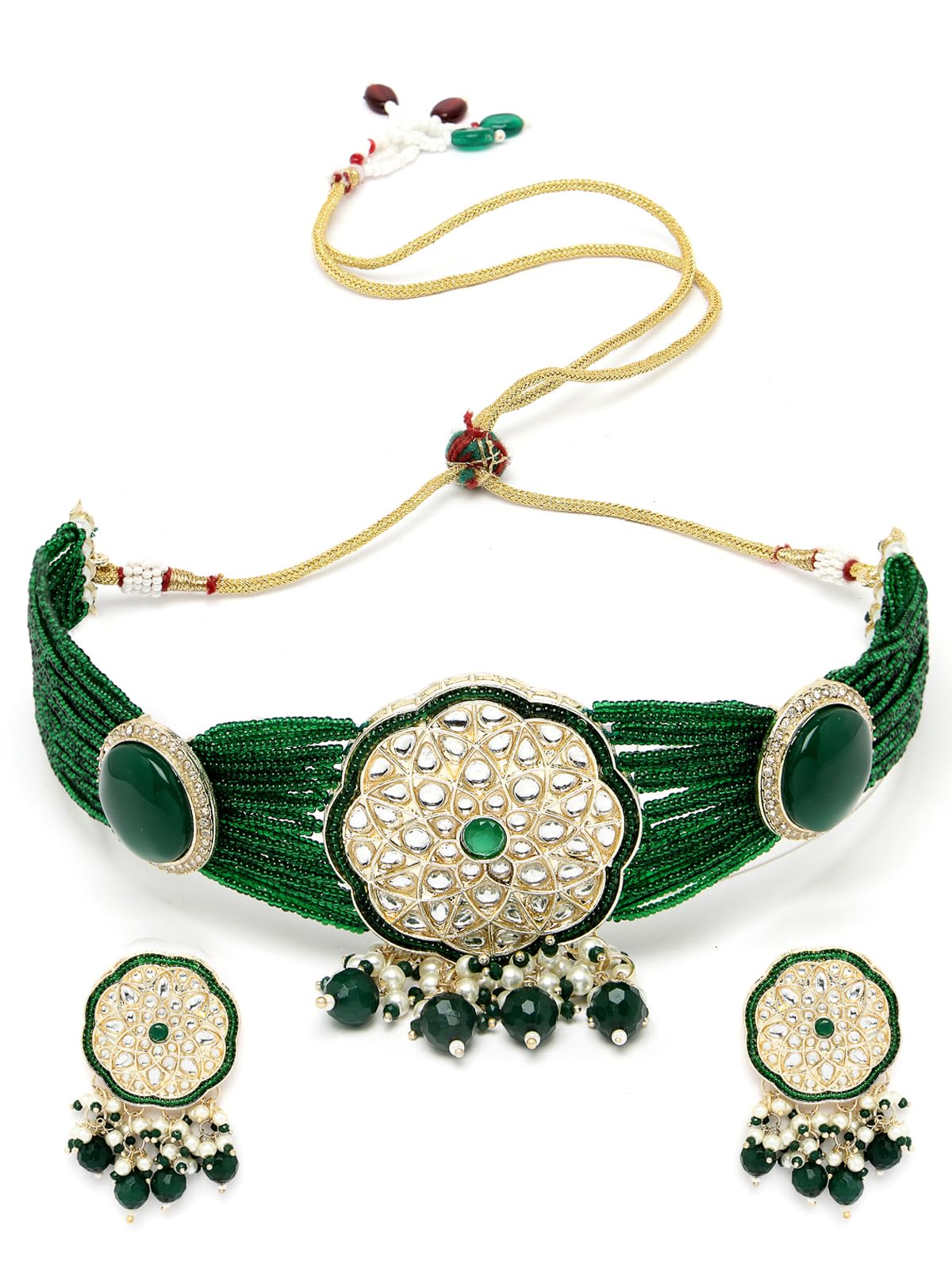Sukkhi Wondrous Gold Plated Green Kundan & Beads Choker Necklace Set With Earring | Jewellery Set For Women (NS105517) (B0CBBBW86C) Amazon Price History, Amazon Price Tracker