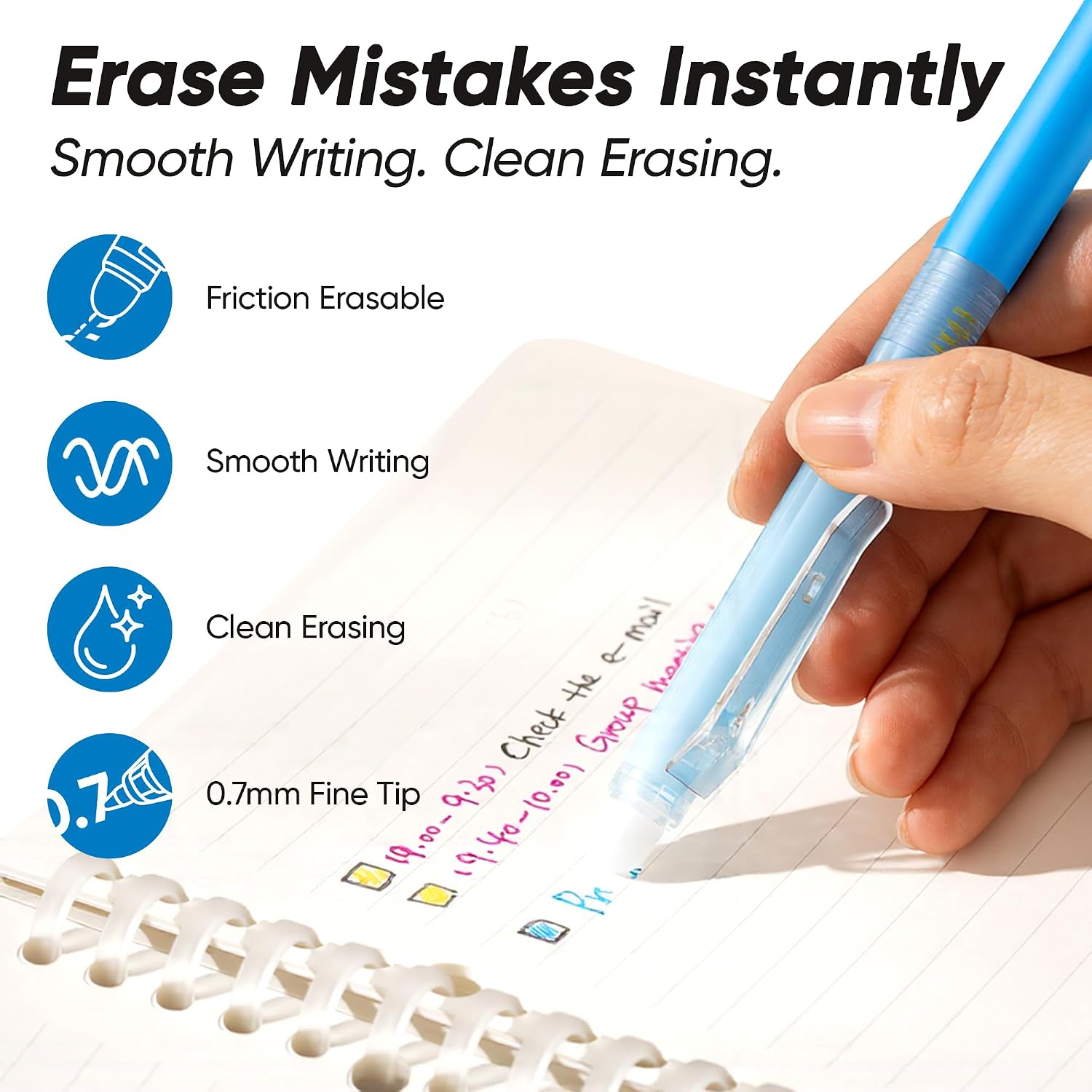 finenolo Erasable Gel Pens, 0.7mm Retractable Gel Pens, 36 Colors