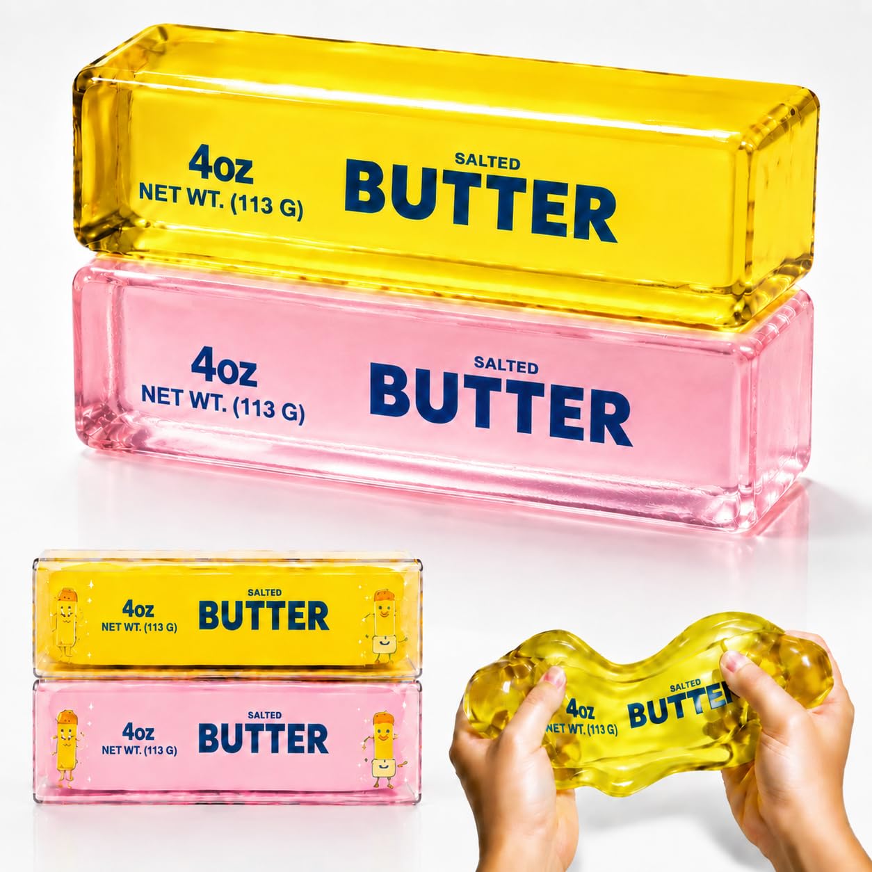 2Pcs Butter Squishy Toys, Moldable Coconut Oil Butter Squishy Fidget Toys