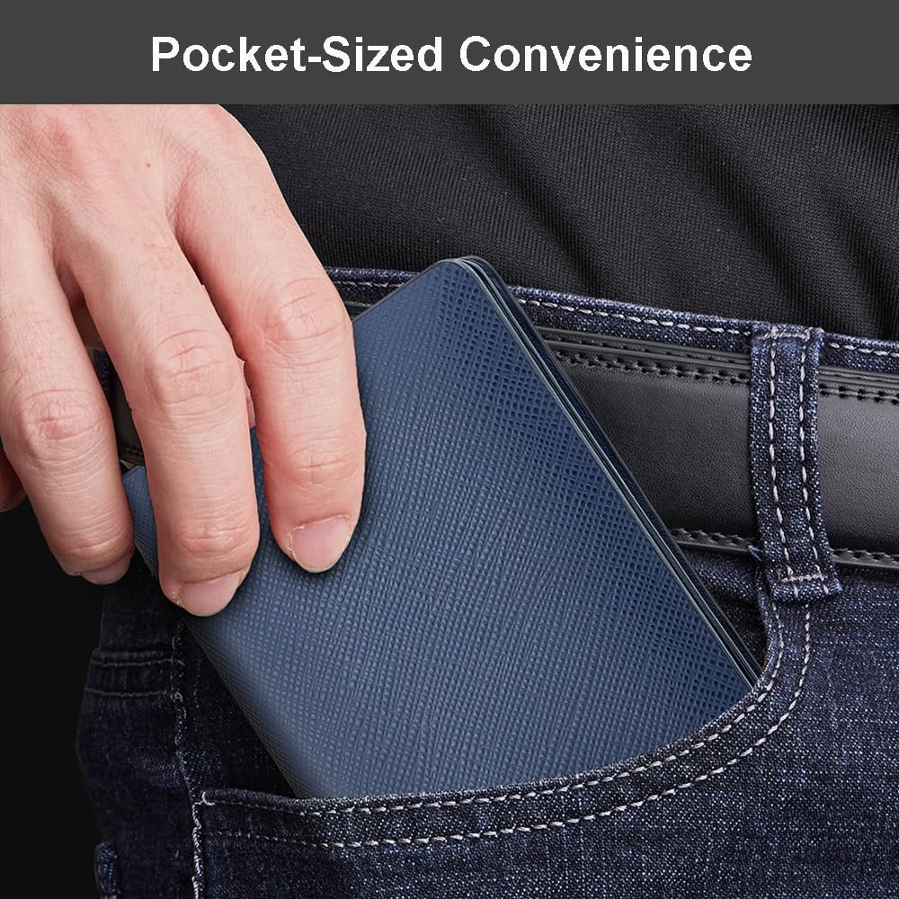 VANNANBA Wallet for Men Genuine Leather Slim Mens RFID Blocking Thin Bifold Credit Card Holder Pocket Wallets Minimalist Design with Gift Box - Image 3