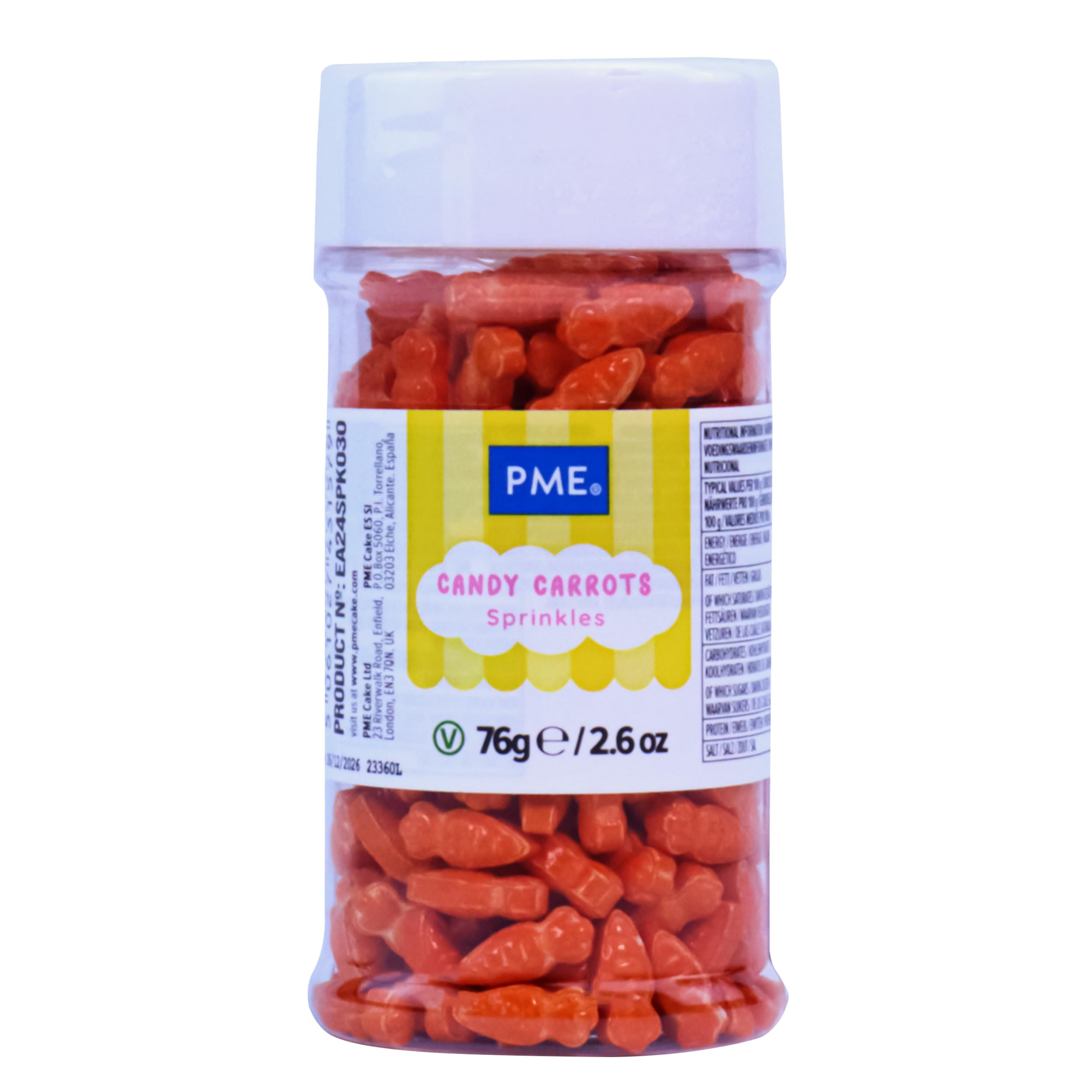 PME Easter Sprinkles - Candy Carrots (60g) | Orange Carrot Sprinkle Charm Cake & Cupcake Decorations for a Bunny Birthday Party Theme