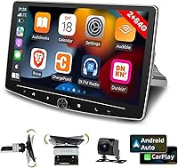 Vista 1 de [2G+64G] 10 pulgadas Android 13 pantalla táctil DIN simple coche estéreo giratorio Carplay Radio con cable/inalámbrico Carplay y Android Auto