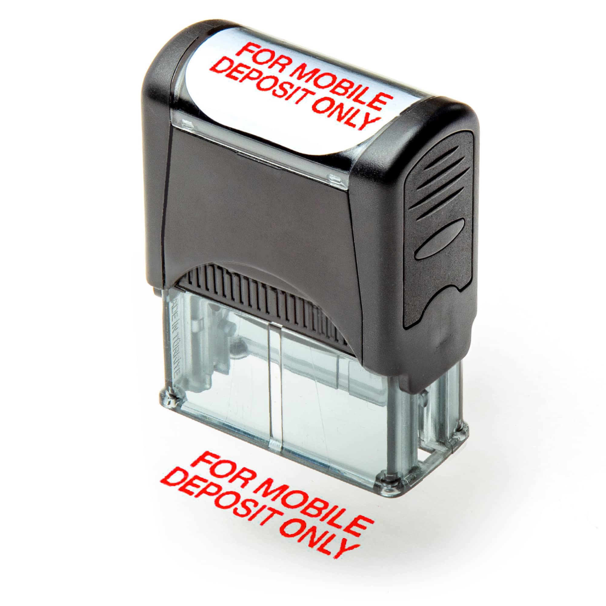 Self Inking Rubber Stamp, Refillable Red Ink Preinstalled - 1.4" x 0.51" X (35 x 8mm) (for Mobile Deposit Only)