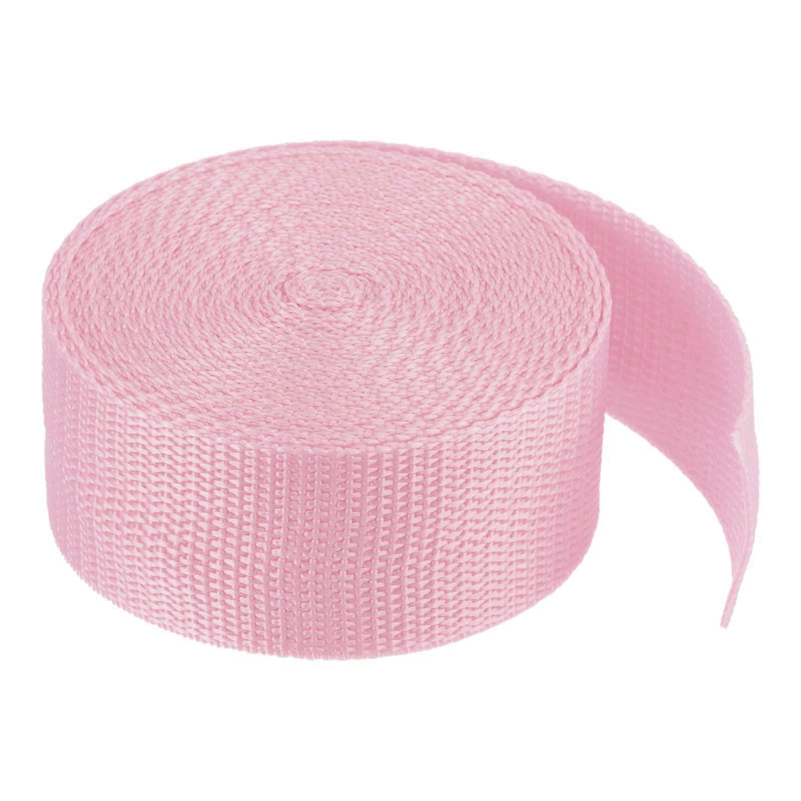 MACHSWON 3.8cm Lightweight Polypropylene Webbing Strap 1 1/2" 5 Yard Backpack Strapping Band Pale Pink for Outdoor Luggage Cargo Straps
