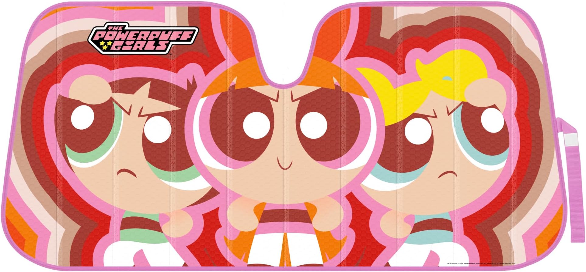 The Powerpuff Girls Car Windshield Sun Shade, Officially Licensed Accordion Style Sunshade for Car Window, Cute Cartoon Car Sun Shade Windshield for Front Window