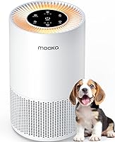 MOOKA AP-S0610L H13 True HEPA Air Purifier for 1200 sq ft Home, Bedroom, Pets - Smoke, Odor, Pollen Filter w/ Fragrance Sponge, Timer (White)