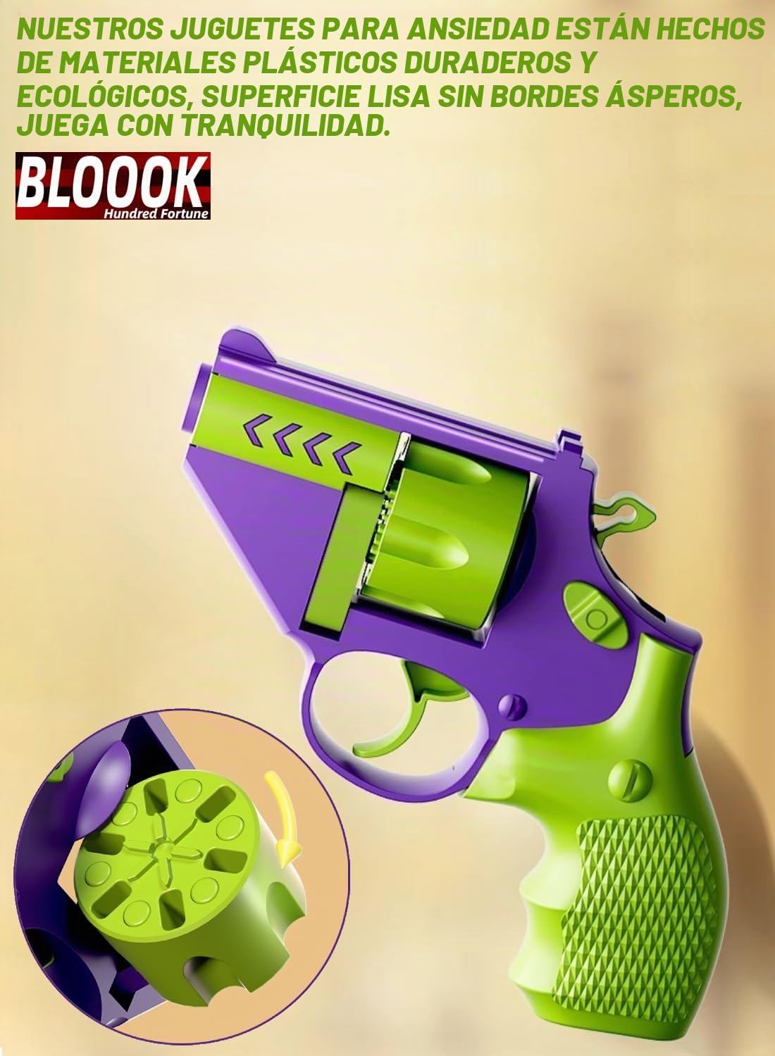 BLOOOK Fidget Toy - Pistola antiestrés Figity Spin,Estimming Toys, Cubo Anti Stress Gadget,Juguete Regalos Fidget Slider para Adultos y Niños de Escritorio, Ideal para Ansiedad, ADHDs,Autismo (8