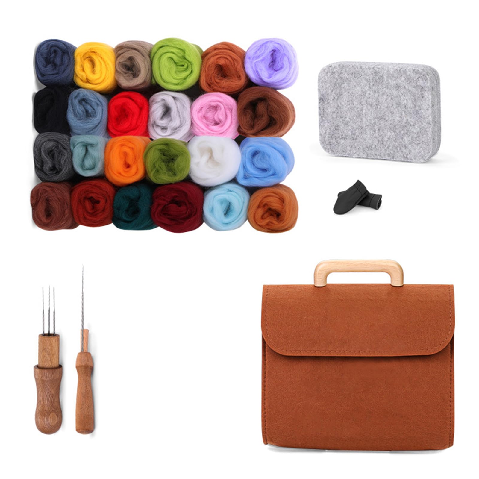 Tsophreniq 24 Color Needle Felting Supplies for Beginner Crafting Animal Needle Felting Set with Instruction Wool Roving