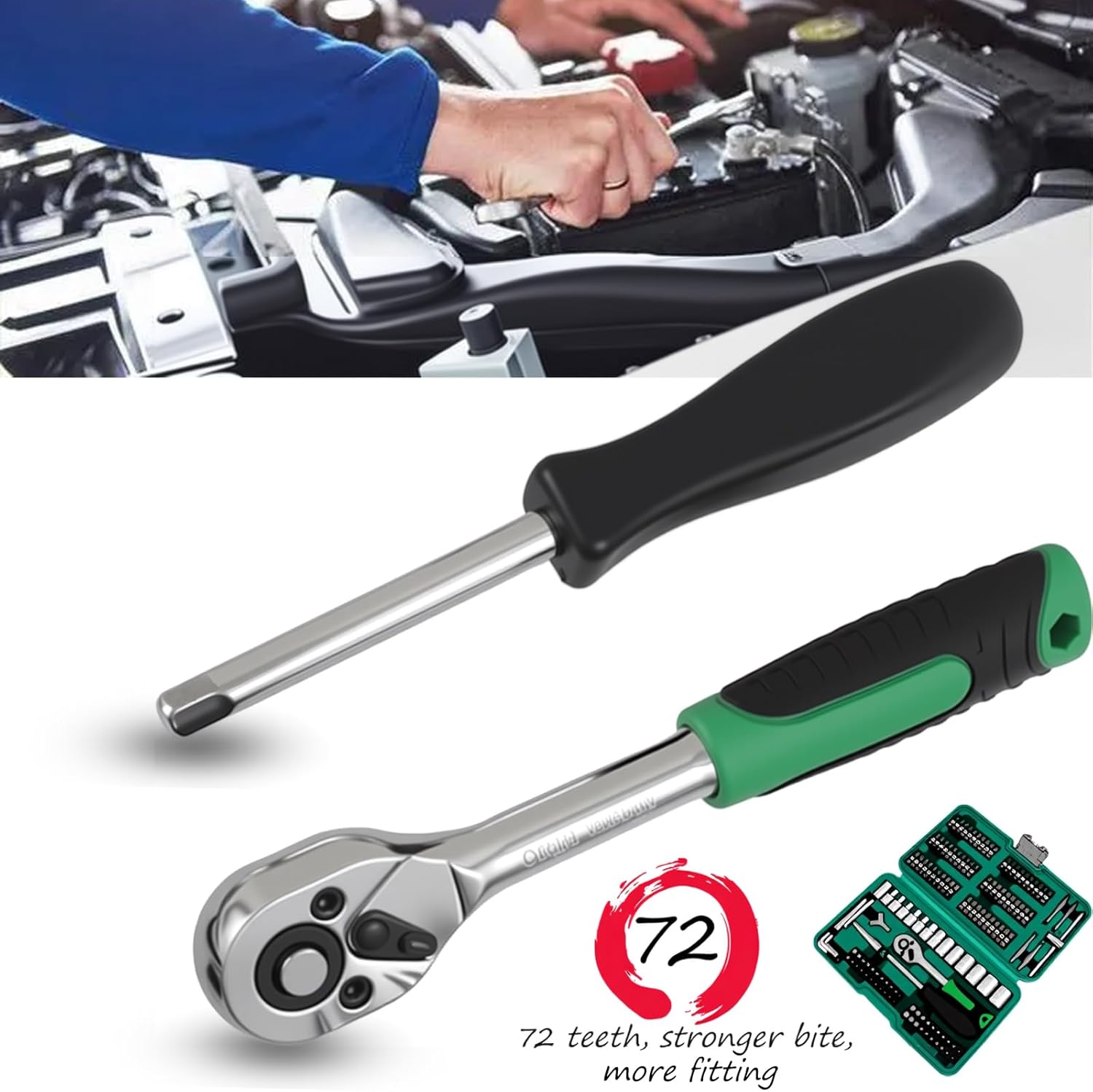 130 Pieces 1/4 Inch Drive Socket Ratchet Wrench Set, Mechanic Tool Set, with Bit Socket Set Metric and Extension Bar for Auto Repairing and Household