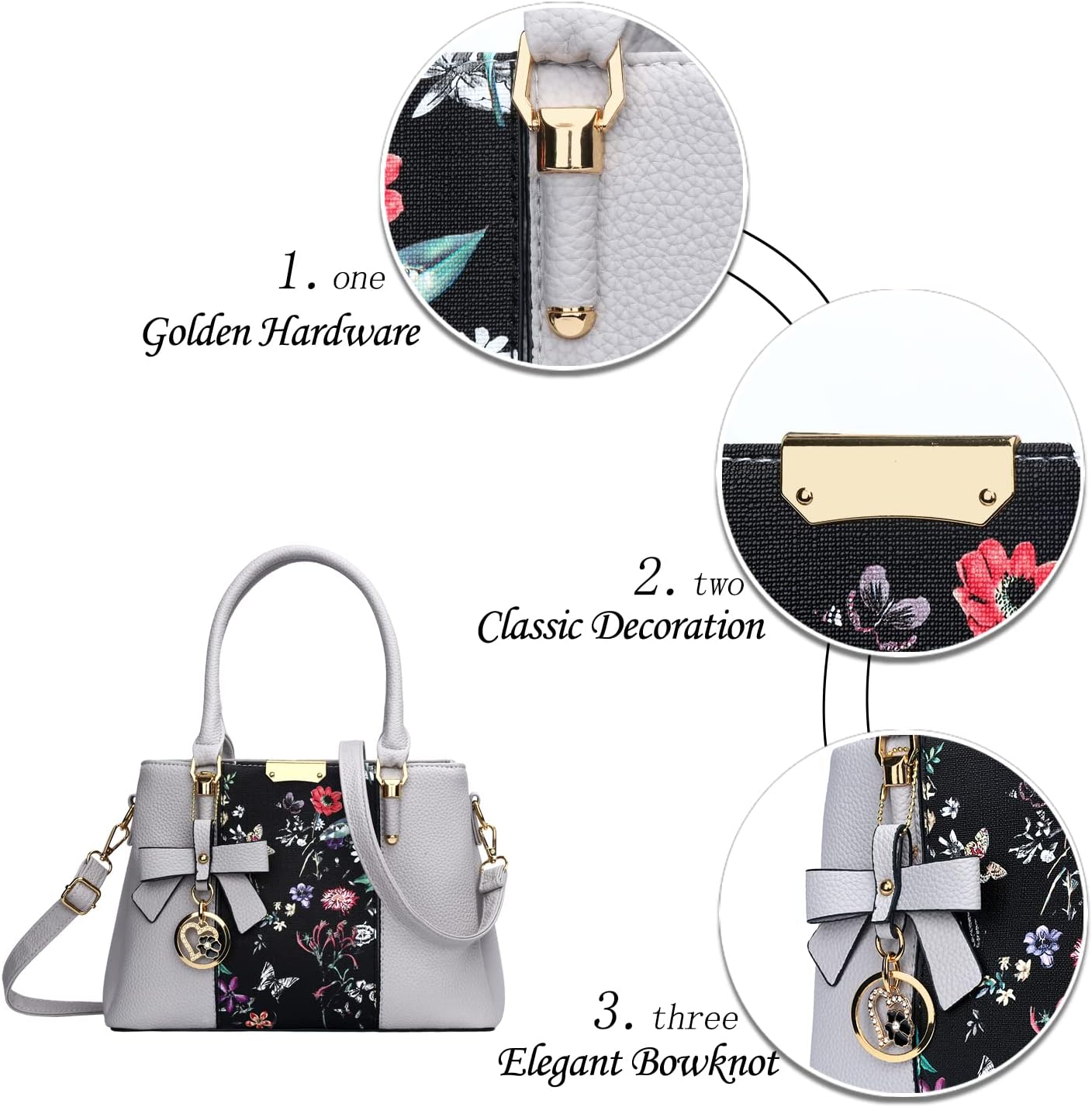 KKXIU 3 Zippered Compartments Purses and Handbags for Women Top Handle Satchel Shoulder Ladies Bags - Image 3