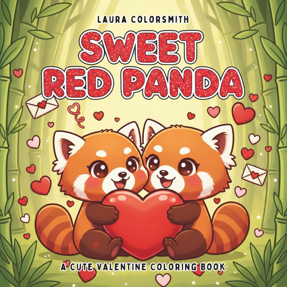 Sweet Red Panda - A Cute Valentine Coloring Book: Cute Red Panda Coloring Pages with Hearts, Love, and Cozy Valentine Moments (Coloring book for Valentine)