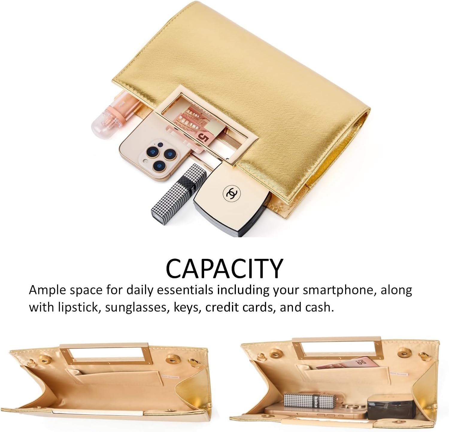 DETARA Clutch Purse for Women Fashion PU Leather Evening Bag Elegant Purse for Wedding Party Formal Daily Cocktail