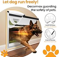 Vista 2 de Puerta de perro para pared, puerta de perro de acero con túnel telescópico, puerta de mascotas resistente a la intemperie con dos paneles de bloqueo