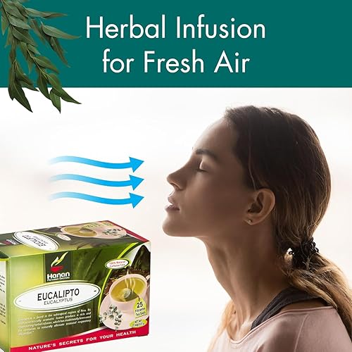 Miniatura 3 de Hanan 50 bolsas de té de eucalipto, té de hierbas de eucalipto, hojas de eucalipto secas de Perú, sabor floral fresco, sin semillas, tallos o ramas,