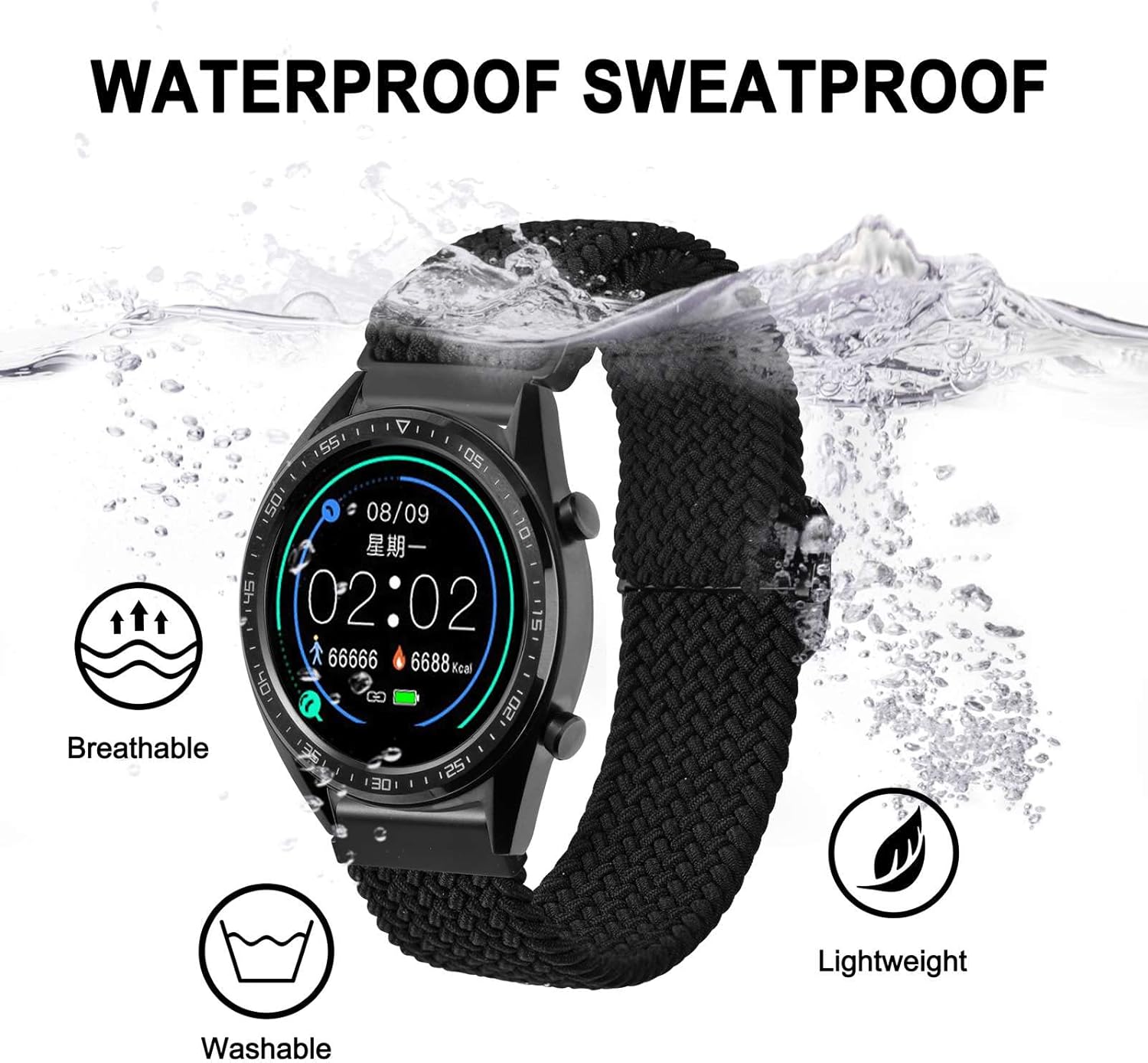 BISONSTRAP Nylon Watch Bands, Adjustable Braided Loop Straps for Men and Women, 16mm 18mm 19mm 20mm 22mm for Choice