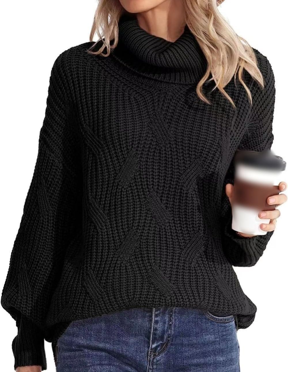 Langarm Oberteile Für Damen, Rollkragenpullover Mit Zopfmuster, Lässige, Übergroße Pullover, Einfarbige Sweatshirts, Strickpullover, Lockerer Pullover, Pullover Für Mädchen Und Damen, S
