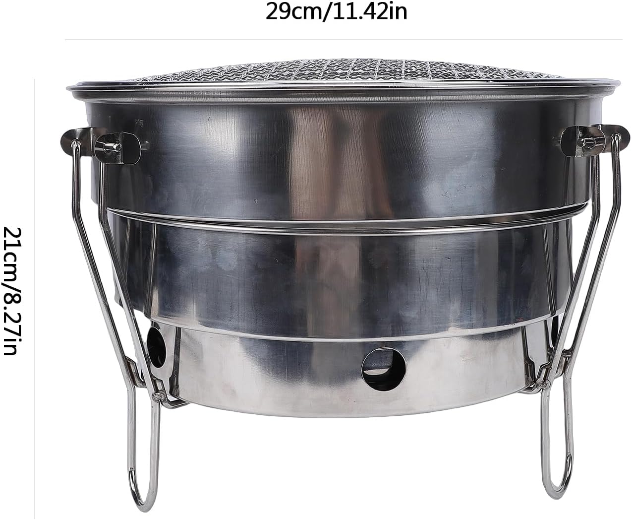 doorslay doorslay Portable Stainless Steel BBQ Grill, Collapsible Frame with Carrying Bag Recessed Charcoal Tray for Even Heat Camping Picnics Backyard (CW305 28) (CW305 28)