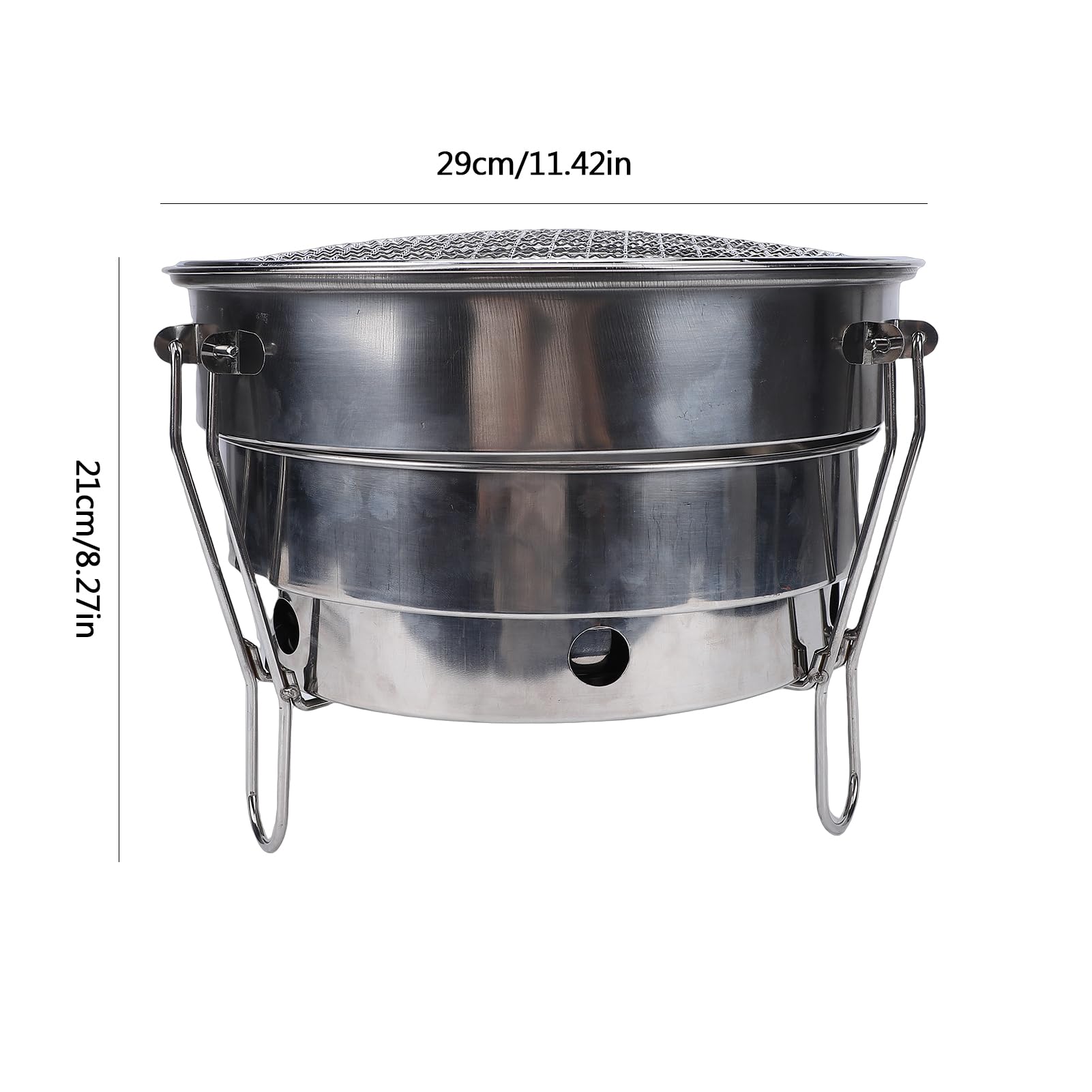 Griglia per Barbecue Portatile, Griglia a Carbone Pieghevole da 29 Cm con Telaio Pieghevole e Vassoio da Incasso per Picnic All'aperto (CW305 28 Barbecue)