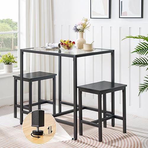 Miniatura 4 de HOOBRO Mordern BK80CZ01 - Juego de mesa de comedor de cristal para espacios pequeños, mesa de cocina y sillas para 3 mesas con sillas, muebles para