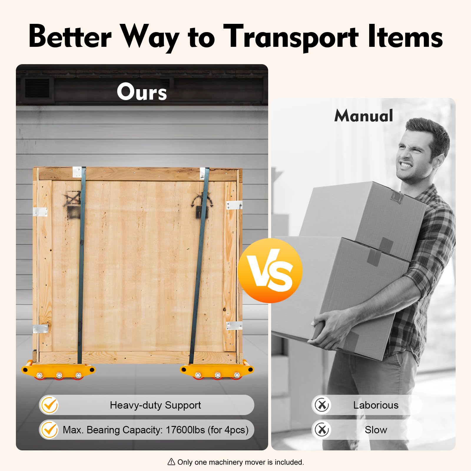 Ruedas de transporte para cargas pesadas 8T, ruedas de transporte para muebles pesados, 6 ruedas grandes de poliuretano, disco giratorio de 360 grados, ayudante de mudanza para cargas pesadas
