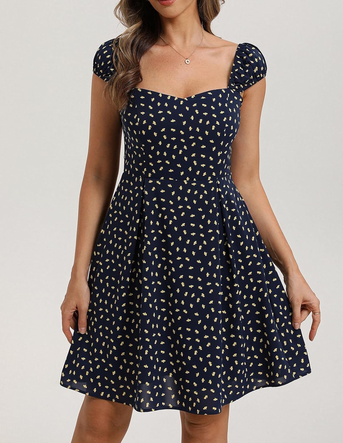 Belle Poque Women's Summer Mini Floral Dress 2026 Cap Sleeve A Line Flowy Beach Short Sundresss Square Neck Cute Dress - Image 6