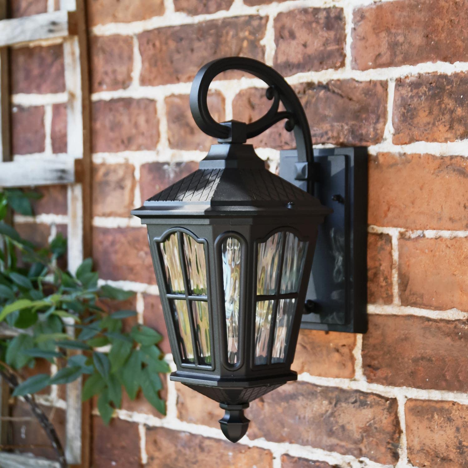 Traditional "Fishhook" Vintage Black Outdoor Top Fix Wall Lantern