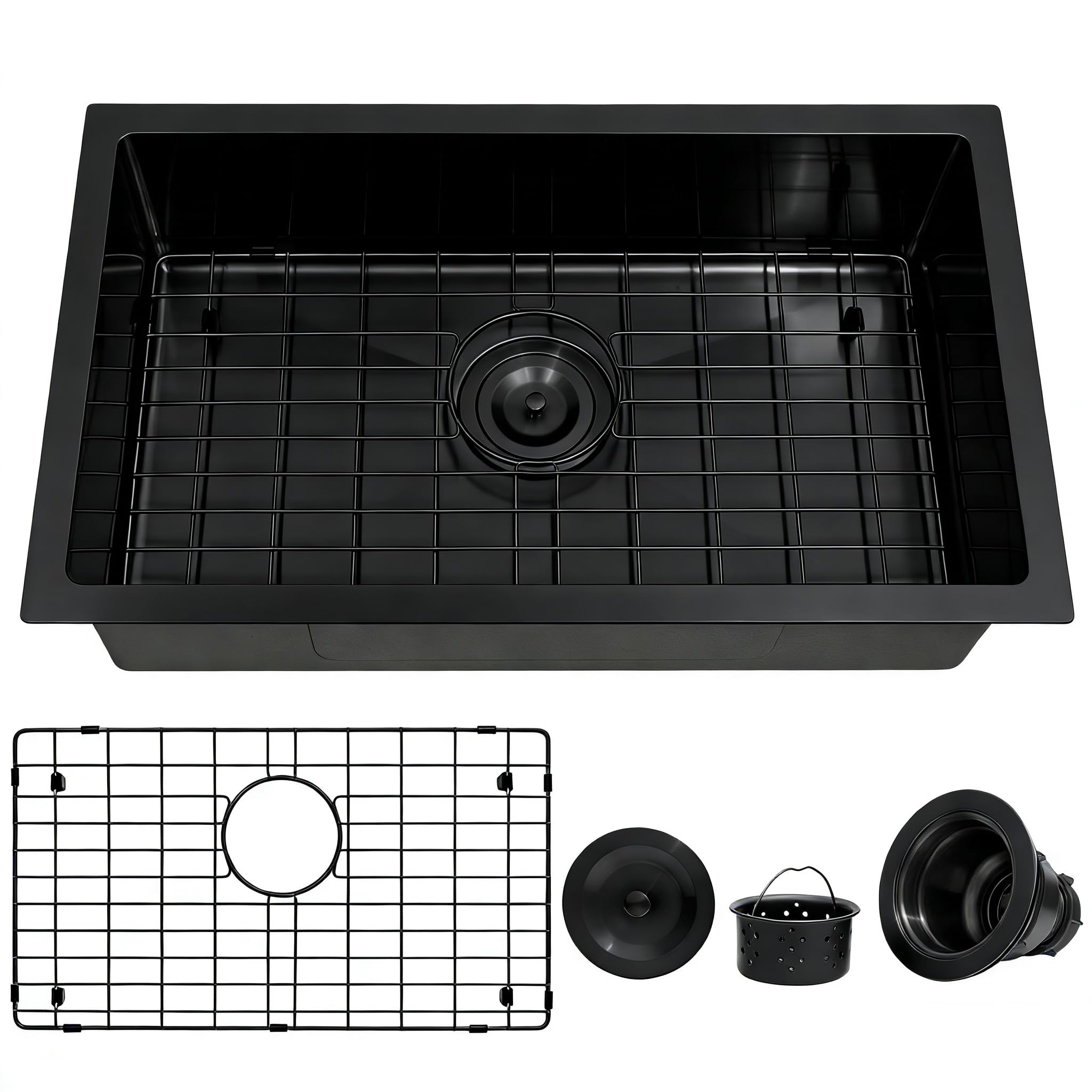 Évier de cuisine noir pour véhicule récréatif MILOSEN 63.5x38.1 cm