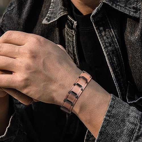 Miniatura 4 de MagEnergy Copper Bracelet for Men, 99.9% Pure Copper Magnetic Bracelet with Double Row Magnets Adjustable Jewelry Gifts