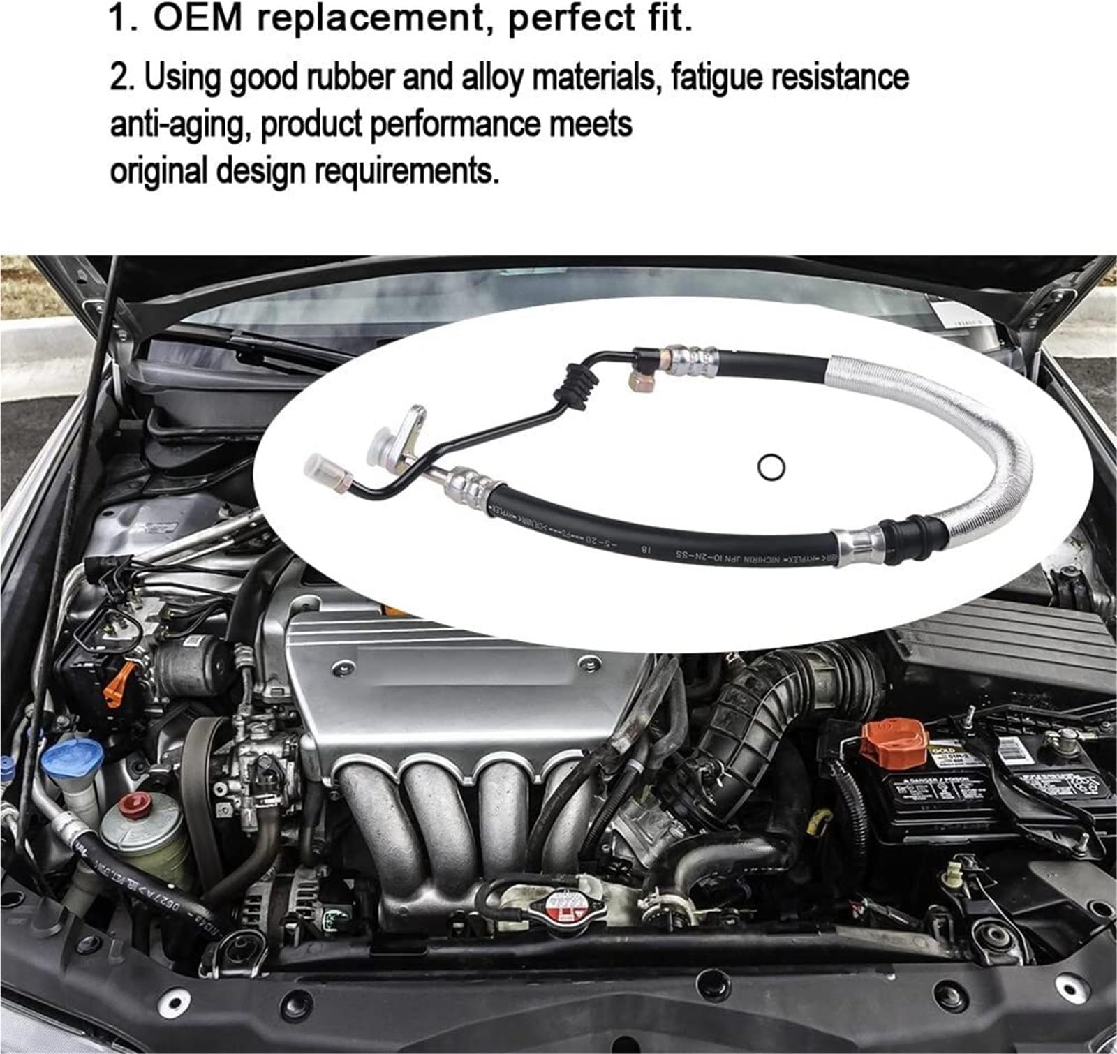 Manguera de alta presión de dirección asistida 53713S9AA04 compatible con Honda compatible con CRV 2.4L (2002-2006) 53713-S9A-A04 Bomba de dirección Bomba de giro