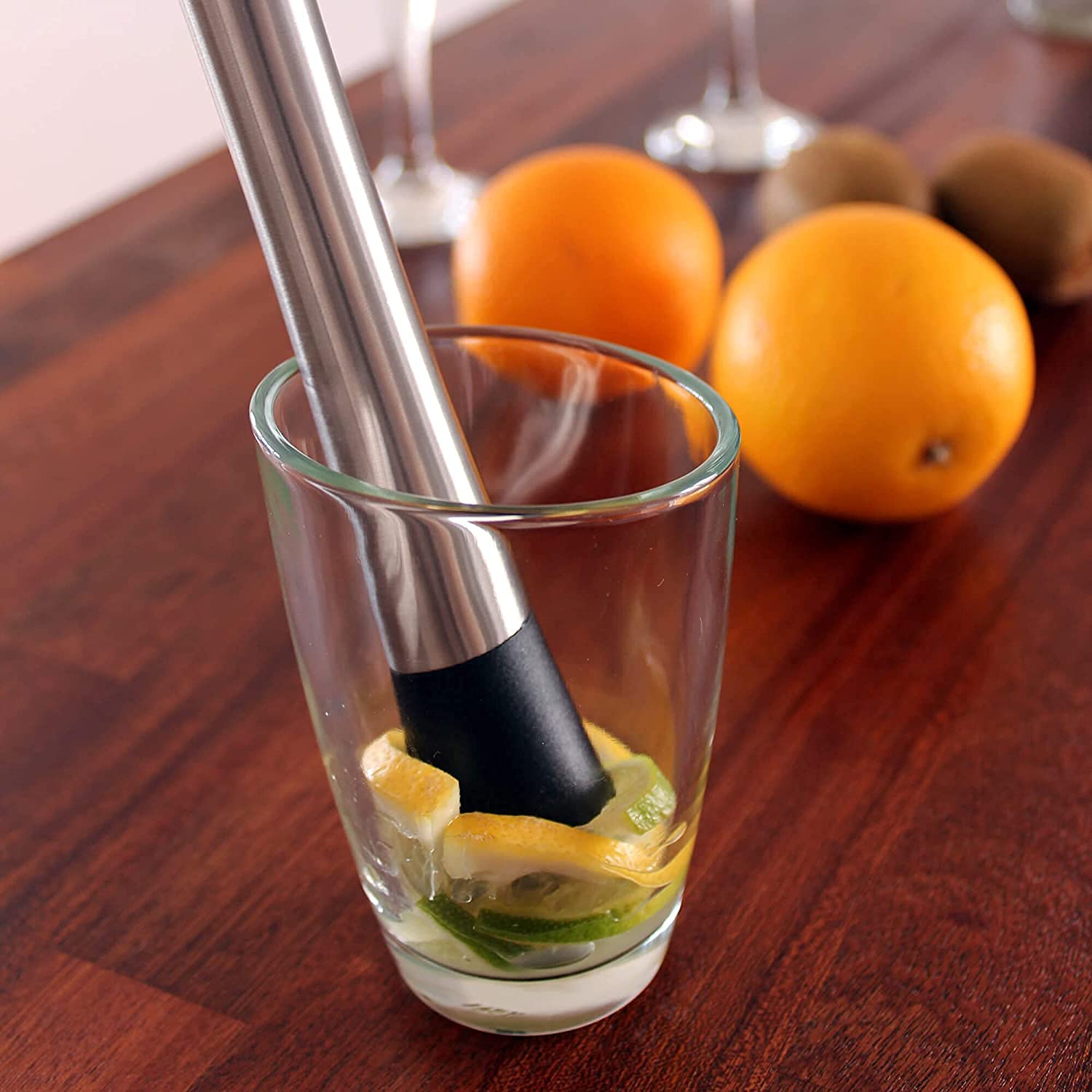 HAINE Bar Accessory Set with Double Wall Stainless Steel Ice Bucket, Airtight Lid, Ice Tongs, Muddler, Measuring Jig and Whiskey Pourer 2