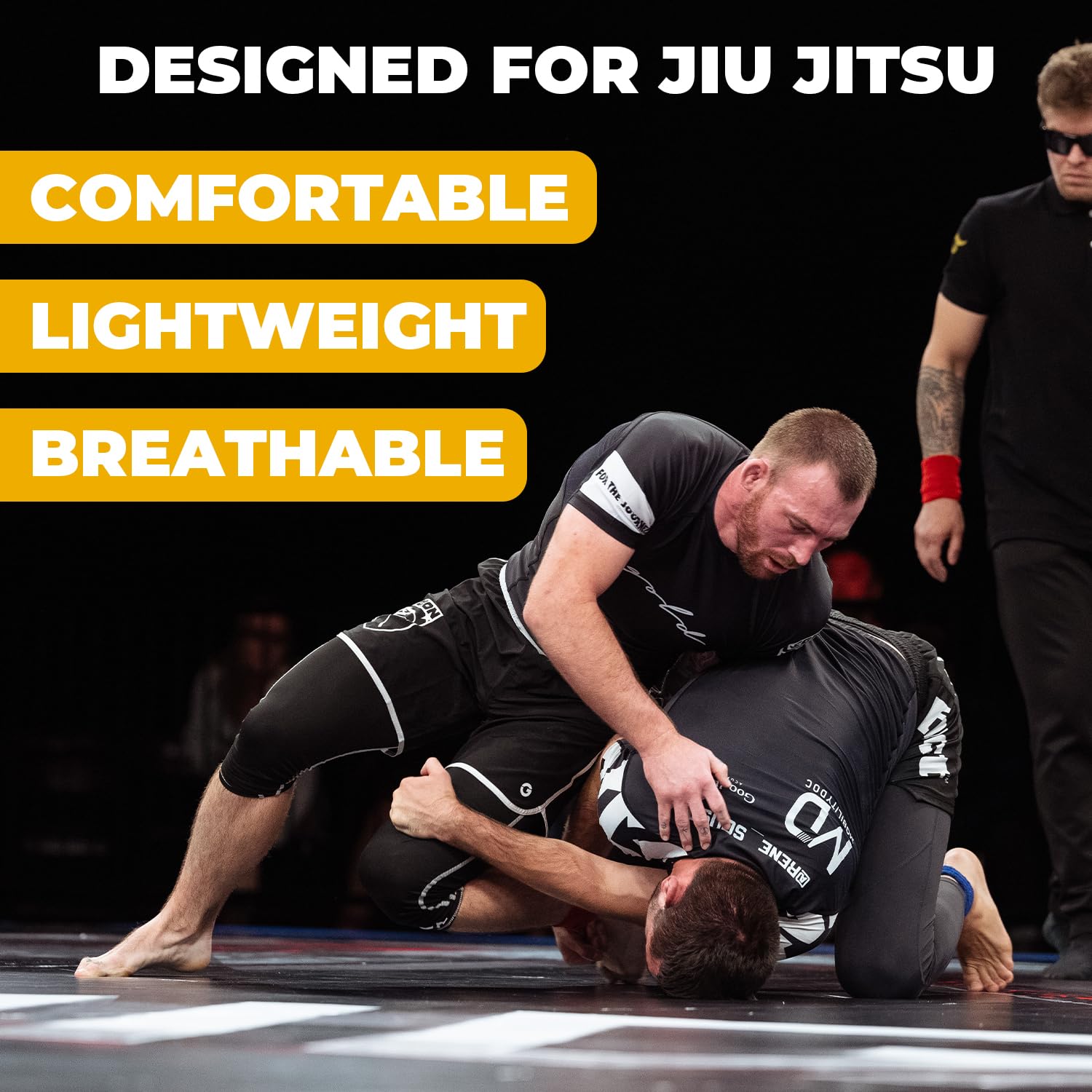 Gold BJJ Jiu Jitsu Spats - Base Layer for Gi and No-Gi Grappling - Martial Arts Pants