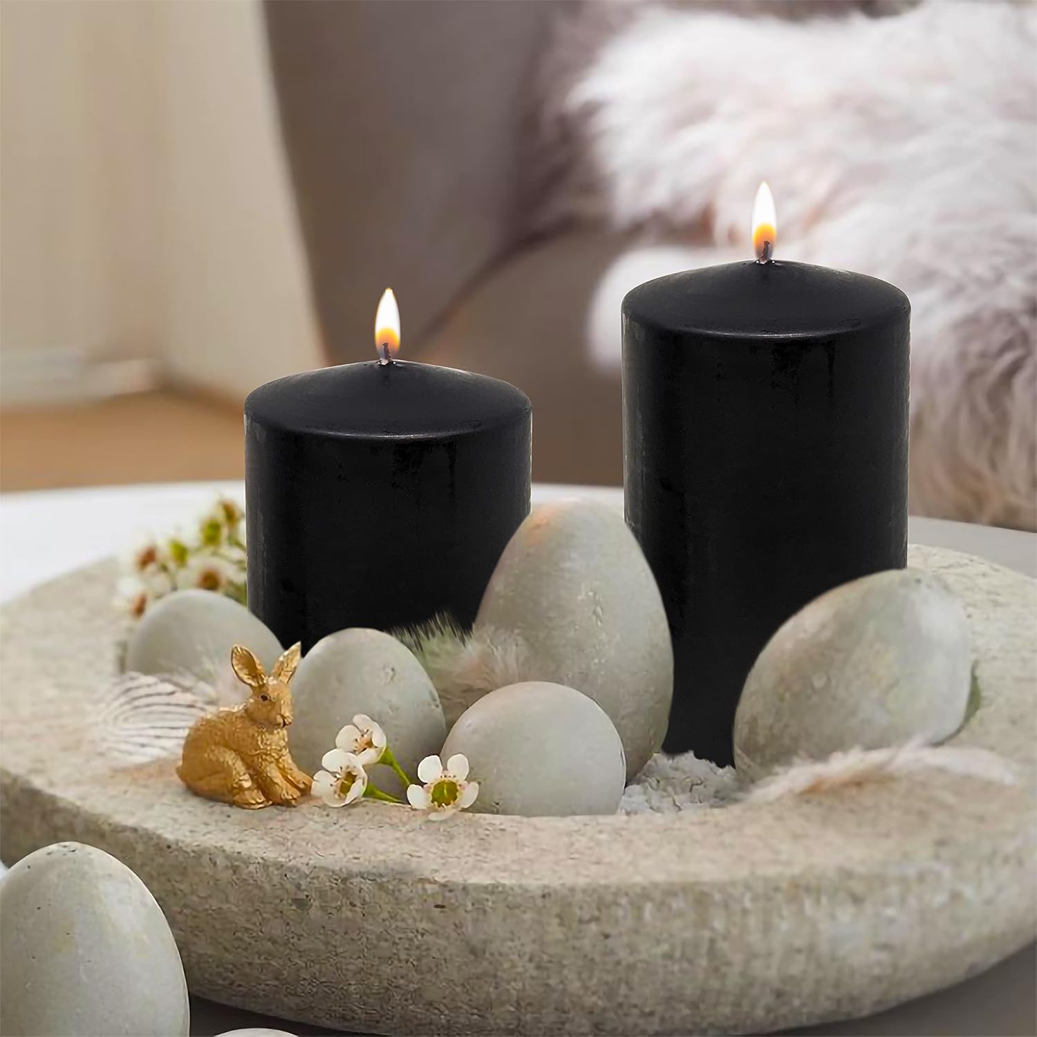 Hyoola Black Pillar Candles 2x3 Inch - 4 Pack Unscented Pillar Candles - European Made : Home & Kitchen