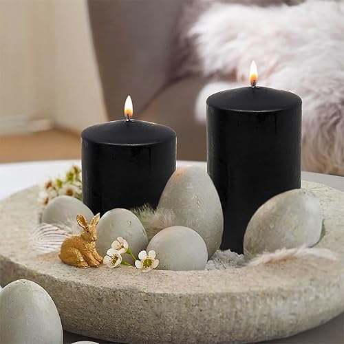 Miniatura 7 de Hyoola Velas de pilar azul hielo de 2 x 3 pulgadas, paquete de 4 velas de pilar sin perfume a granel, hechas en Europa
