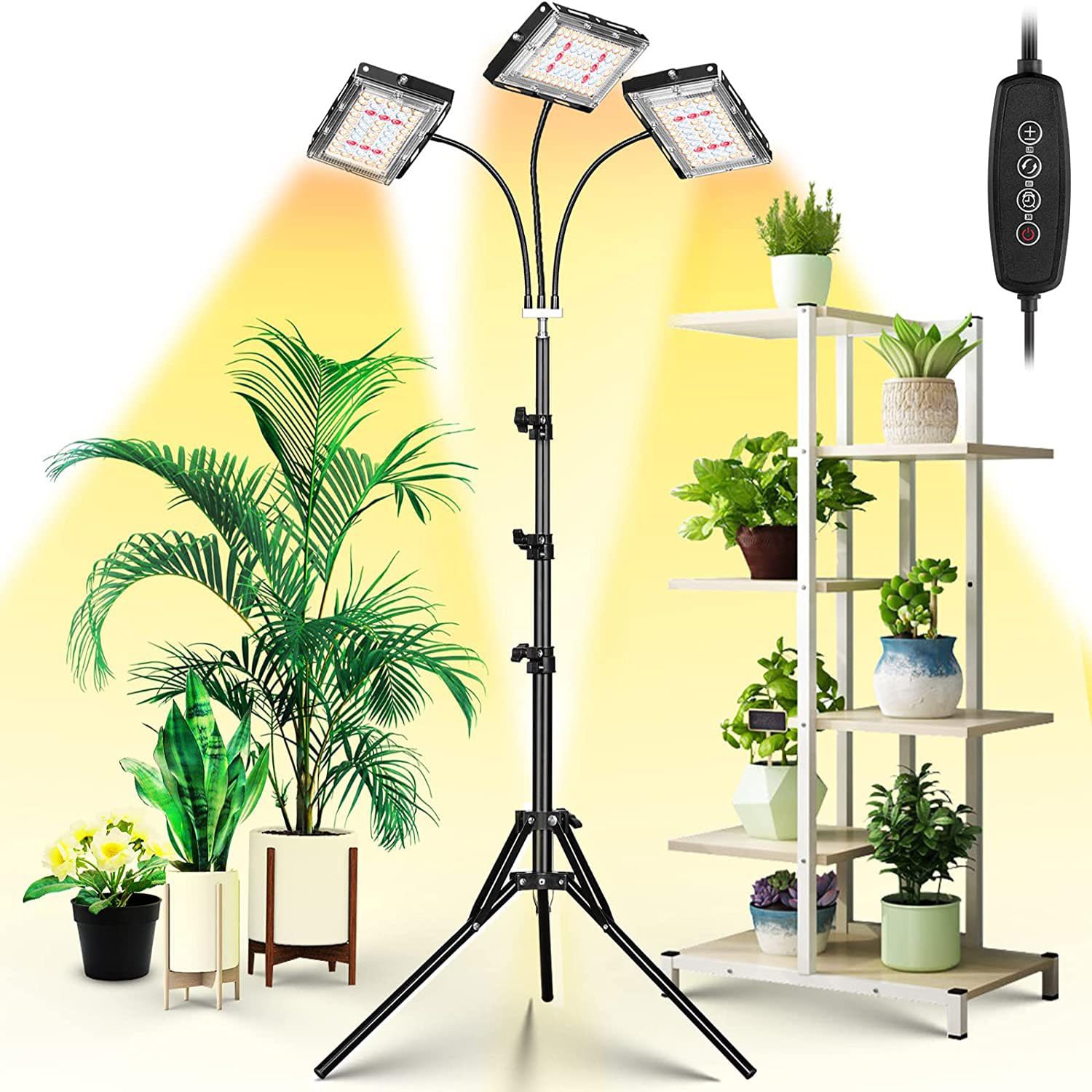 Exrp Grow Lights for Indoor Plants with Stand,LED Full Spectrum Standing Plant Light for Indoor Growing,Tall Floor Plant Lamp with 3/6/12H Timer,6 Brightness,3 Modes,170cm Adjustable Tripod
