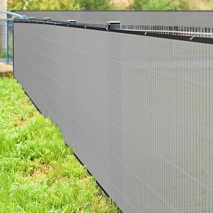 HIPPO - Privacy Screen Fence Heavy Duty Shade Net with Polyester Band, Brass Eyelets & Tie Cords (Charcoal, 1 mt X 4 mt)