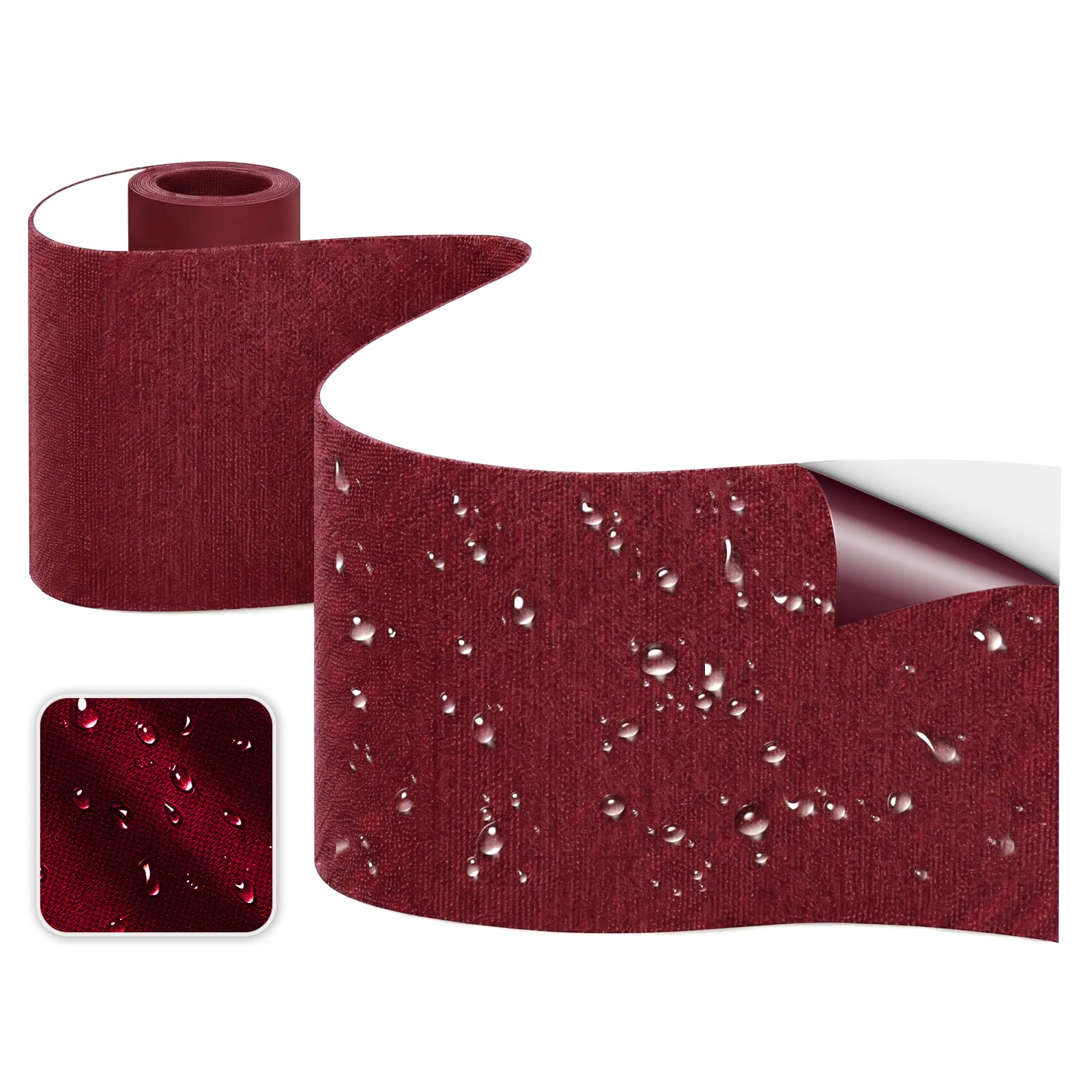 Skystuff Self-Adhesive Canvas Repair Tape, Heavy Duty Waterproof Fabric Repair Patches for Sofa, Chair, Awning, Tent, Clothes, Camping Outdoor Gear, Instant Strong Fix, 10x160cm, Wine Red