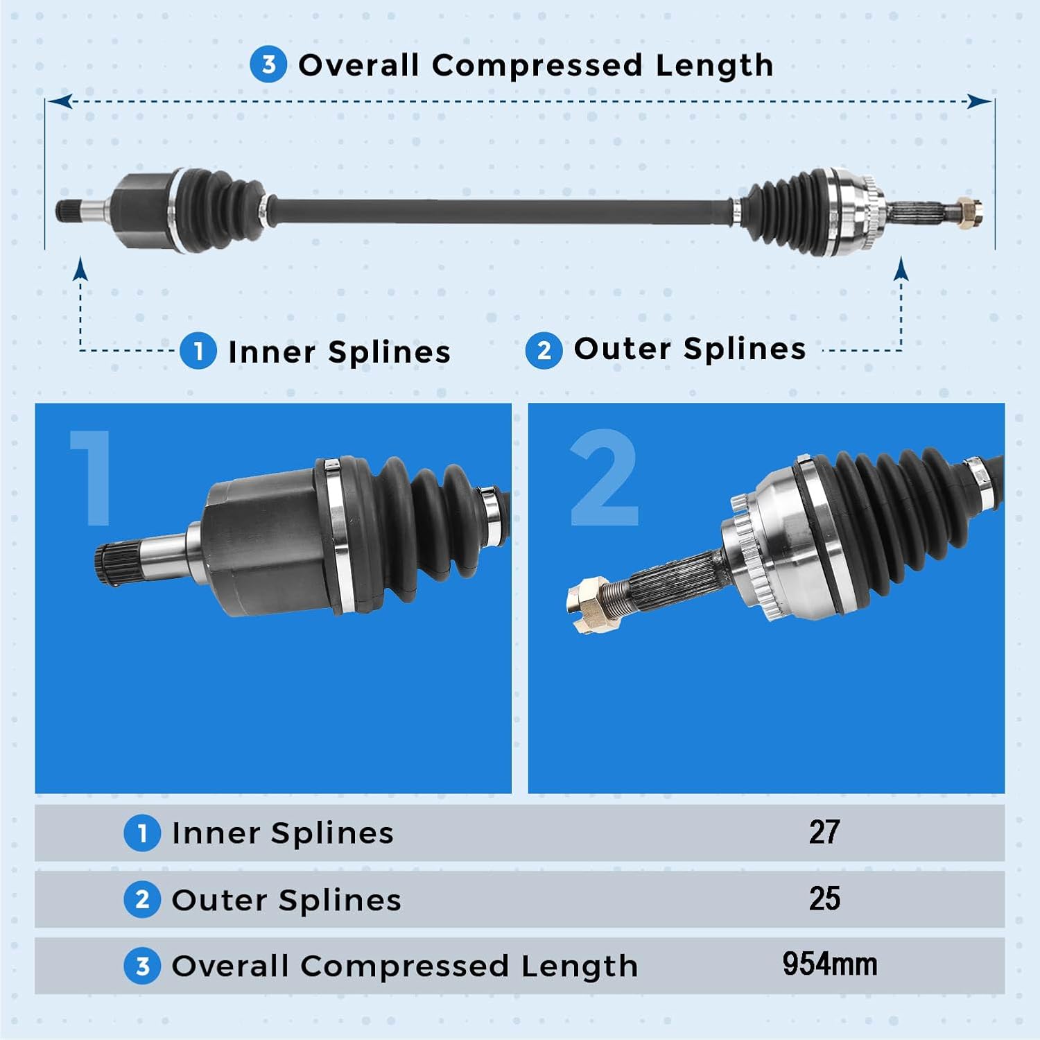 Front Right Passenger Side CV Axle Drive Shaft Assembly for 2001-2005 Chrysler Sebring Dodge Stratus 2.4L L4 Coupe