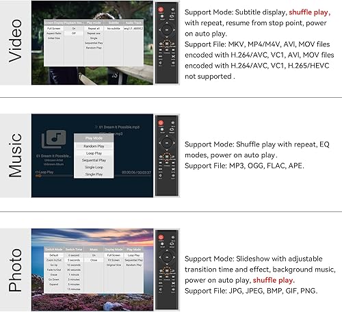 Miniatura 5 de Reproductor multimedia HDMI con un adaptador de corriente más, mini reproductor MP4 Full HD Ultra HDMI azul de 1080p para MKV/RM/ MP4/AVI, etc.,