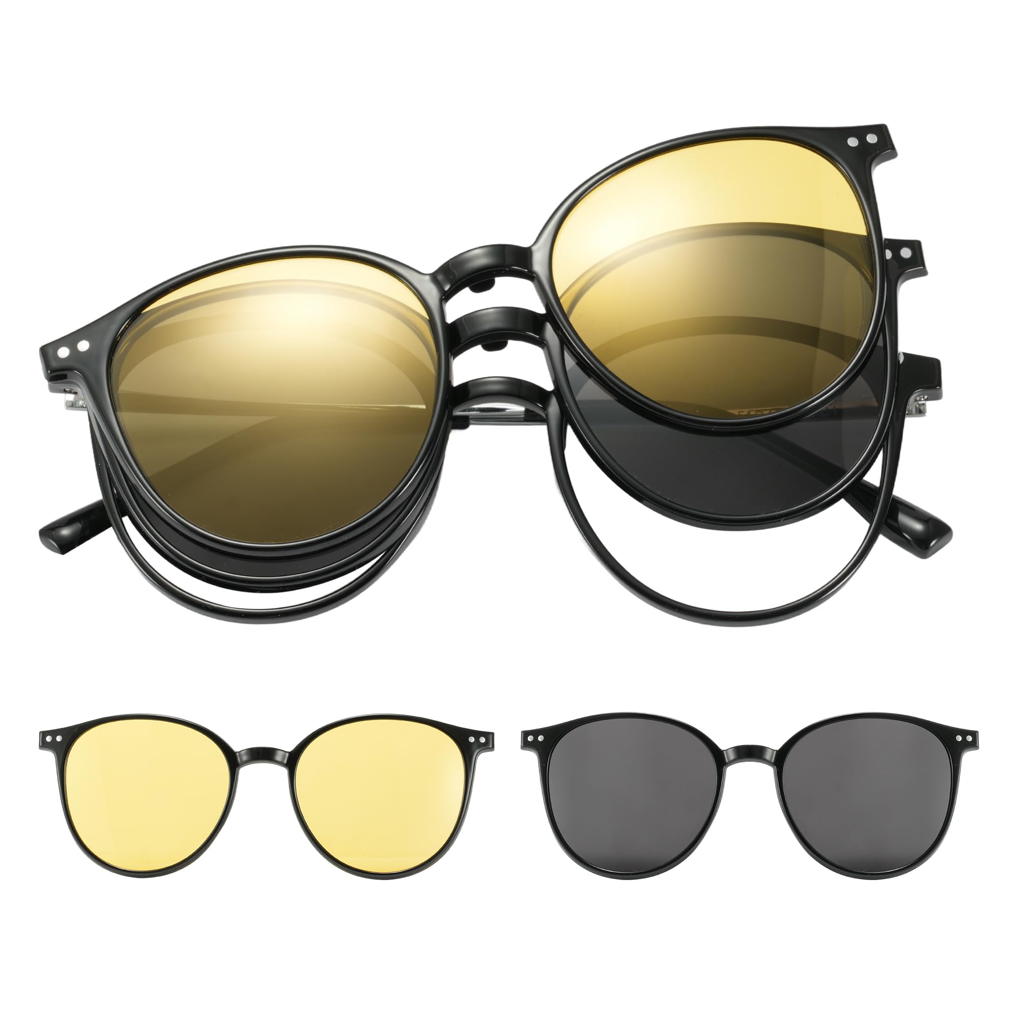 Cyxus Magnetic Clip-On Sunglasses Polarized Men Women UV Protection for Night Driving Fishing Golf Cycling P1573