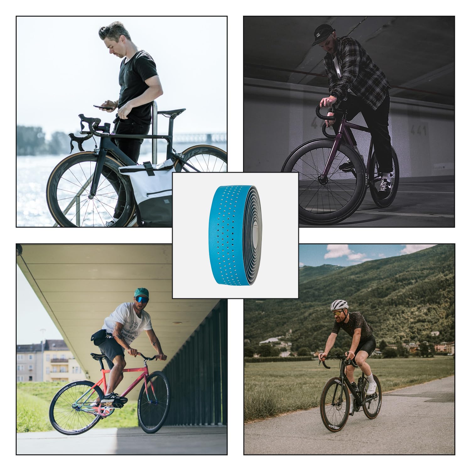 URBAN ZWEIRAD - Nastro per manubrio bicicletta da corsa Extra Dry, blu, nastro autoadesivo con terminali per manubrio, nastro per manubrio bici da corsa, bici da gravel