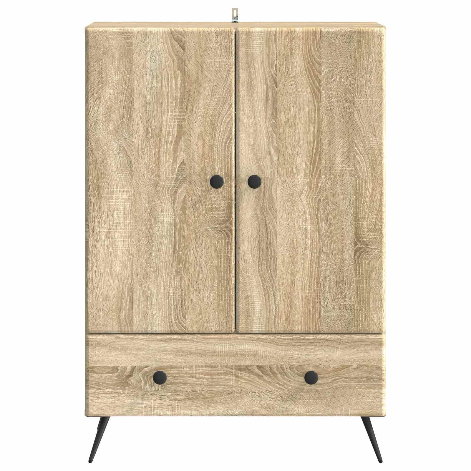Générique Sonoma bufet dębowy, 66 x 34,5 x 95 cm, drewno inżynieryjne, szafka do przechowywania salonu z półkami i przegródkami, klasyczna zastawa stołowa do jadalni lub przedpokoju