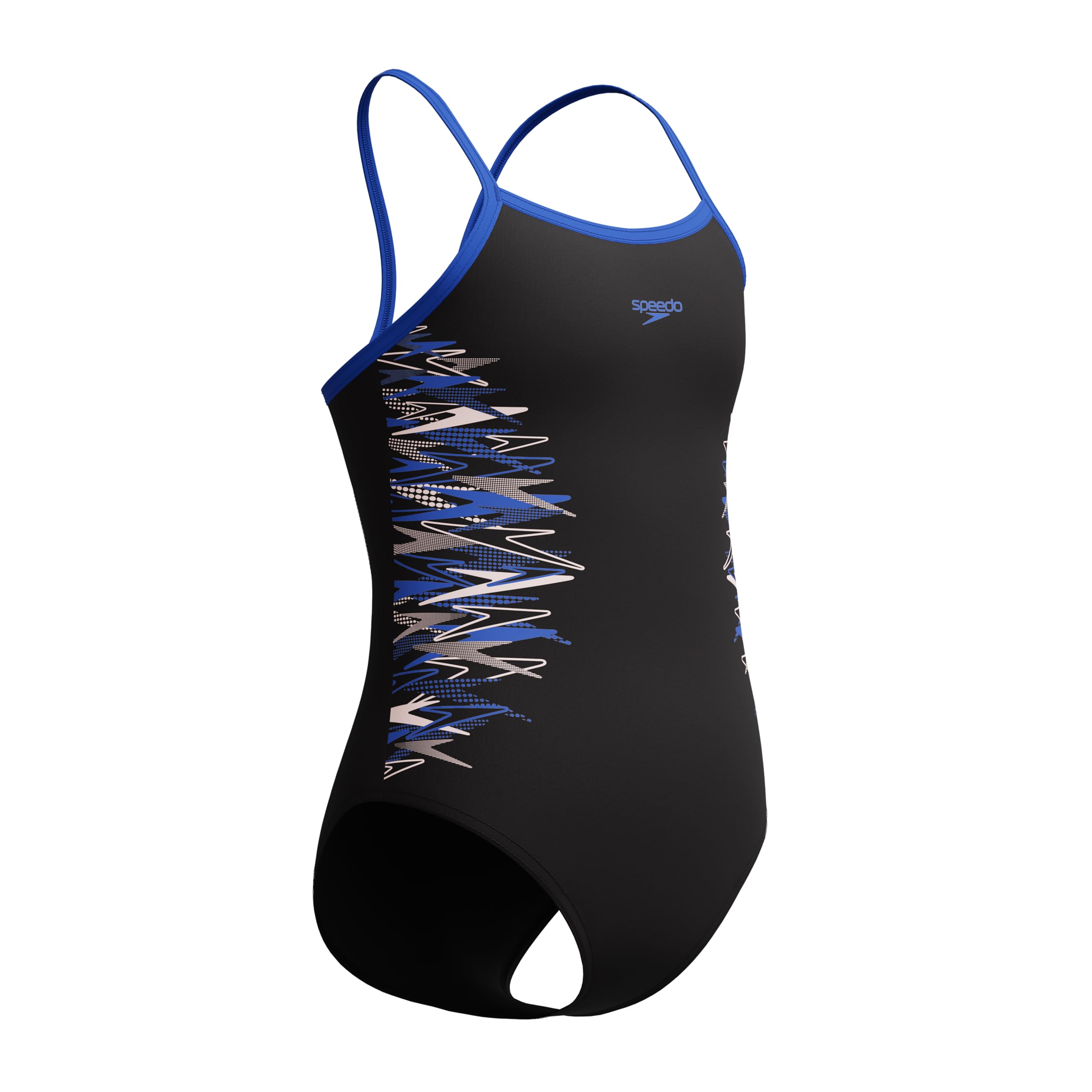 Speedo Placement Badeanzug für Mädchen, schmaler Riemen, Muscleback, Anthrazit/Saphir
