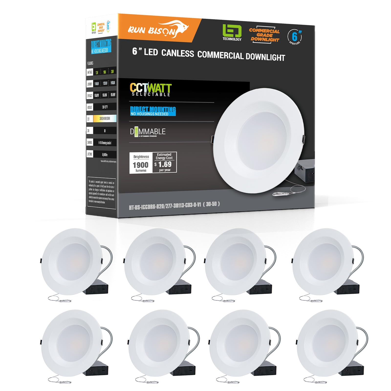 スーパーおろし Run Bison 6 inch 120-277V LED Recessed Lighting with J-Box