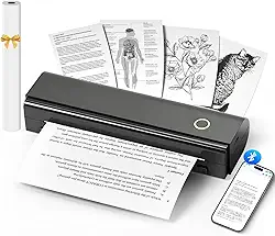 Impressoras portáteis sem fio para viagens, impressora térmica sem fio N80, compatível com iOS, Android, laptop para escritório, casa, carro, preto